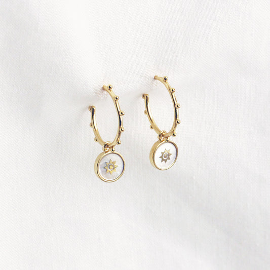 18ct Gold Plated Earrings With Mother Of Pearl Charm
