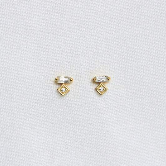 Dainty 18ct Gold Plated Deco Stud Earring