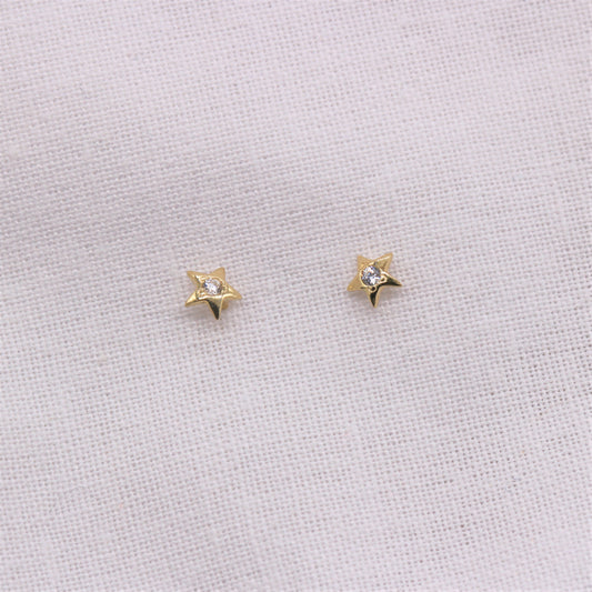 9ct Solid Gold Shine Bright Star Stud Earrings