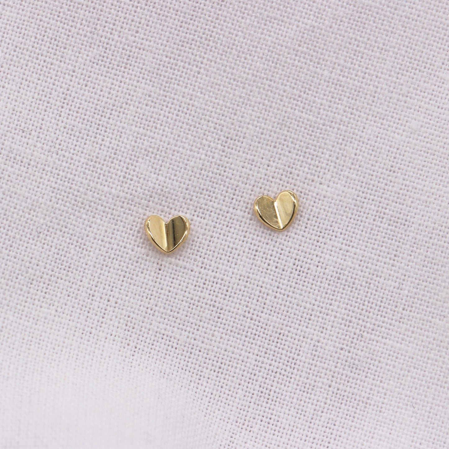 9ct Solid Gold Folded Heart Dainty Stud Earrings