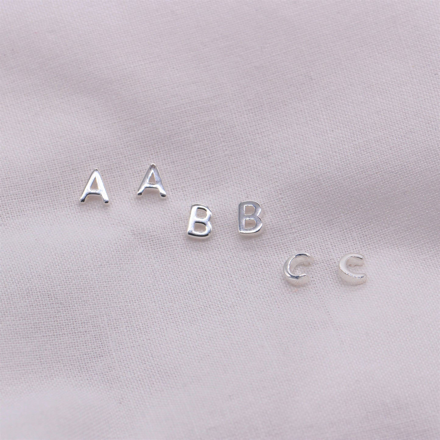 925 Sterling Silver Personalised Initial Earring Studs