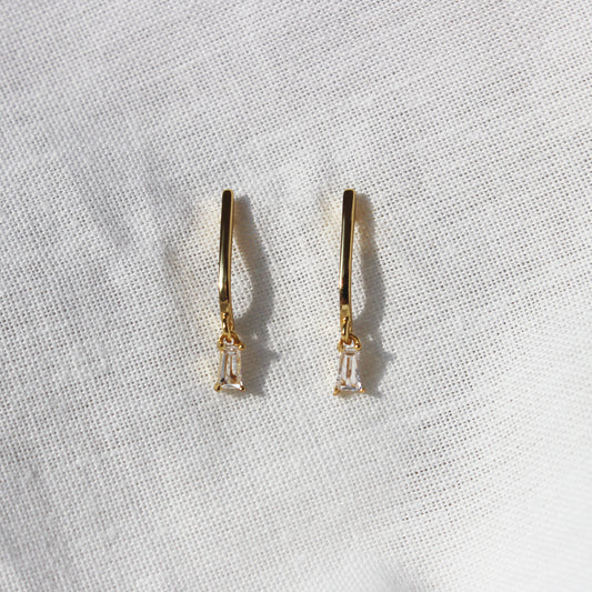 Gold Dangle Pendant Cubic Zirconia Earrings