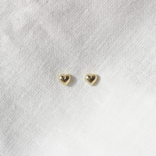 9ct Solid Gold Love Me Heart Dainty Stud Earrings