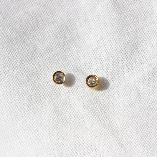 9ct Solid Gold Channel Circle Stud Earrings